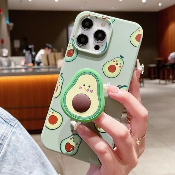 3for$20 NEW Summer Avocado Pattern Phone Case With Stand IPhone 15 pro max - Picture 1 of 5
